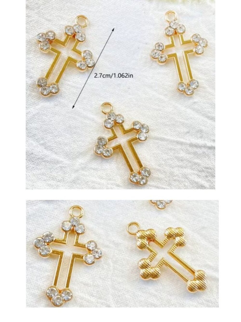 Gold-tone Rhinestone Cross Pendant  One Cross